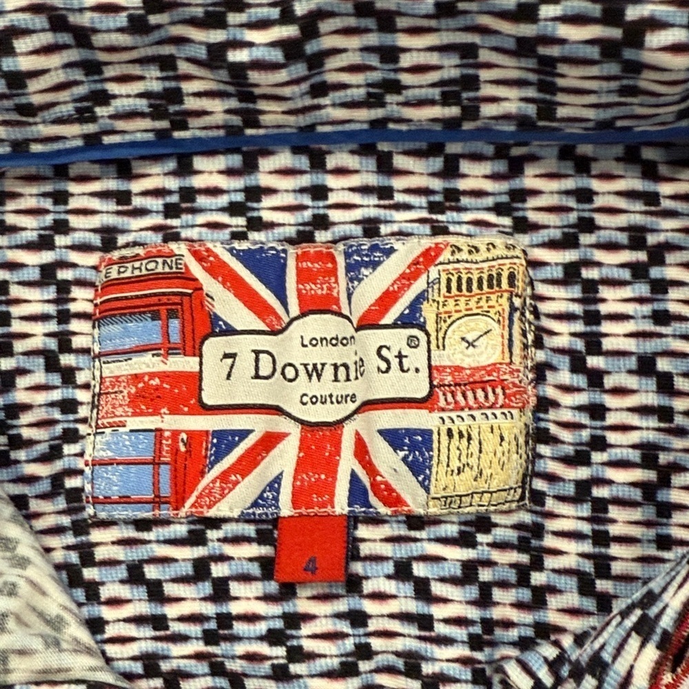7 Downie St coutre London blue and White Button-Up Shirt sz m - Picture 2 of 6